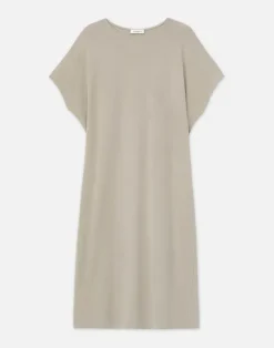 New Lafayette 148 New York Matte Jersey Tapered T-Shirt Dress Smoked Taupe