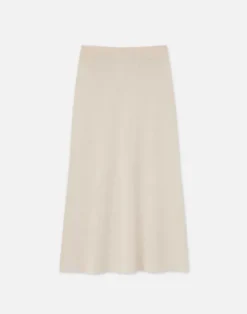 Lafayette 148 New York Mercerized Cotton Ribbed Skirt Pebble