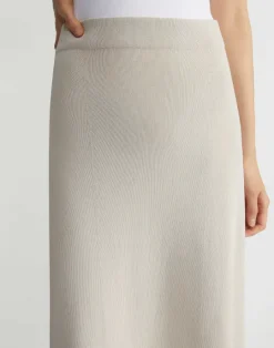 Lafayette 148 New York Mercerized Cotton Ribbed Skirt Pebble