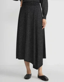 Online Lafayette 148 New York Merino Wool-Silk Sequin Knit Skirt Black Metallic