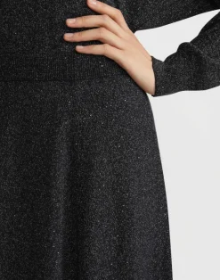Online Lafayette 148 New York Merino Wool-Silk Sequin Knit Skirt Black Metallic
