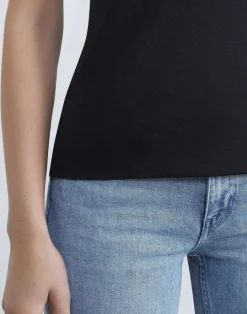 Clearance Lafayette 148 New York Mesh Jersey Scoop Neck Tank Black