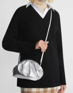 Online Lafayette 148 New York Metallic Nappa Leather Pochette Silver