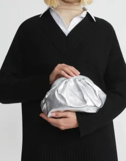 Online Lafayette 148 New York Metallic Nappa Leather Pochette Silver