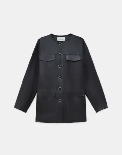Hot Lafayette 148 New York Nappa Leather Quilted Coat Black