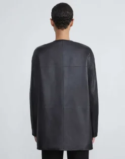 Hot Lafayette 148 New York Nappa Leather Quilted Coat Black