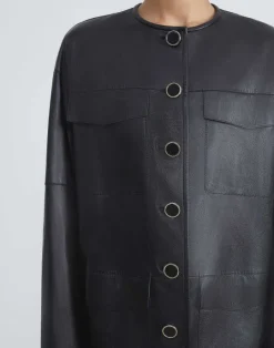 Hot Lafayette 148 New York Nappa Leather Quilted Coat Black