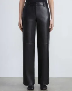 New Lafayette 148 New York Nappa Leather Sullivan Pant Pale Grey