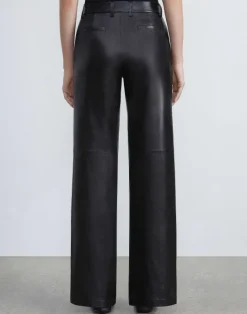 New Lafayette 148 New York Nappa Leather Sullivan Pant Pale Grey