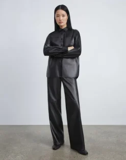 New Lafayette 148 New York Nappa Leather Sullivan Pant Pale Grey