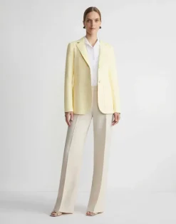 Online Lafayette 148 New York Nappa Leather Three Pocket Blazer Yellow Yarrow