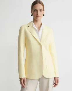 Online Lafayette 148 New York Nappa Leather Three Pocket Blazer Yellow Yarrow