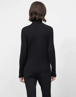 Outlet Lafayette 148 New York Nouveau Jersey Turtleneck Black