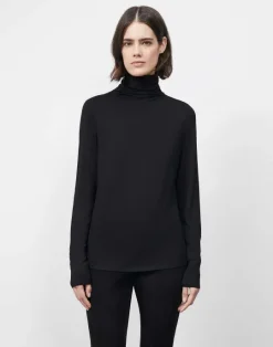 Outlet Lafayette 148 New York Nouveau Jersey Turtleneck Black