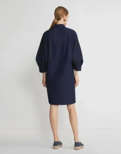 Best Lafayette 148 New York Organic Cotton Poplin Lantern Sleeve Shirtdress Ink