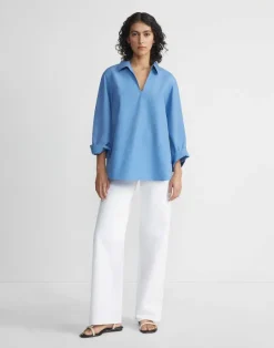 Best Lafayette 148 New York Organic Cotton Poplin Popover Shirt White