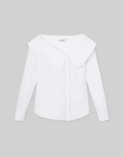 Hot Lafayette 148 New York Organic Cotton Poplin Portrait Collar Shirt White
