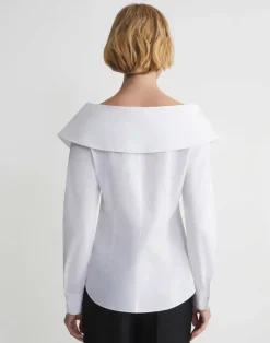 Hot Lafayette 148 New York Organic Cotton Poplin Portrait Collar Shirt White