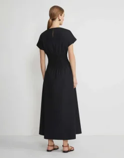 Online Lafayette 148 New York Organic Cotton Poplin Smocked Waist Dress White