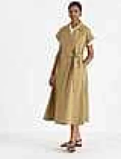Sale Lafayette 148 New York Organic Cotton Poplin Wrap Shirtdress Delphinium Blue