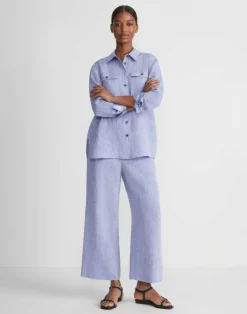 Outlet Lafayette 148 New York Organic Linen Columbus Cropped Pant Melba Melange