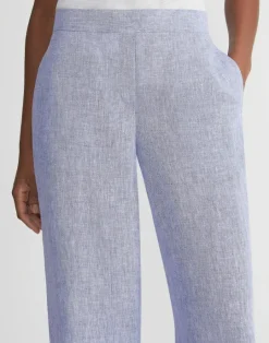 Outlet Lafayette 148 New York Organic Linen Columbus Cropped Pant Melba Melange