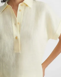 Lafayette 148 New York Organic Linen Dolman Polo Pumice Melange