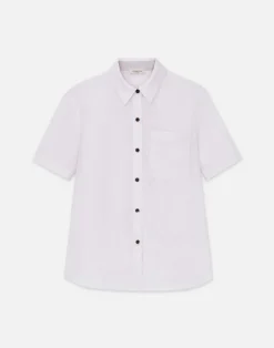 Hot Lafayette 148 New York Organic Linen Short Sleeve Pocket Shirt Dried Blossom Melange