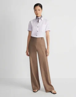 Hot Lafayette 148 New York Organic Linen Short Sleeve Pocket Shirt Dried Blossom Melange