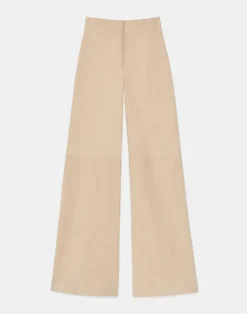 Outlet Lafayette 148 New York Paperfine Suede Thames Wide Leg Pant Dune