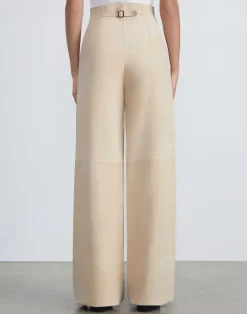 Outlet Lafayette 148 New York Paperfine Suede Thames Wide Leg Pant Dune
