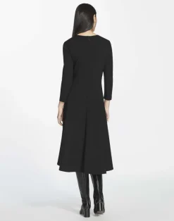 Best Lafayette 148 New York Punto Milano Flared Midi Dress Black