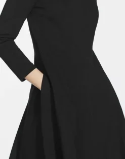 Best Lafayette 148 New York Punto Milano Flared Midi Dress Black