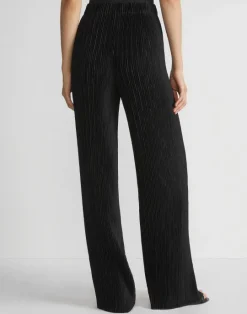 Clearance Lafayette 148 New York Recycled Poly Satin Pliss Parkside Pant Black