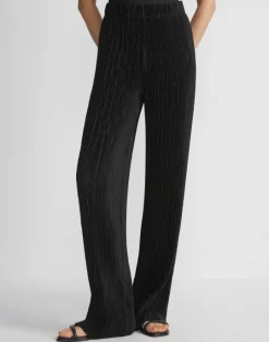 Clearance Lafayette 148 New York Recycled Poly Satin Pliss Parkside Pant Black
