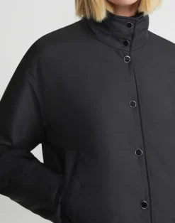New Lafayette 148 New York Recycled Poly Stand Collar Puffer Jacket Black