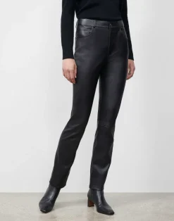 Clearance Lafayette 148 New York Reeve Pant In Silky Stretch Nappa Black