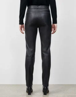 Clearance Lafayette 148 New York Reeve Pant In Silky Stretch Nappa Black