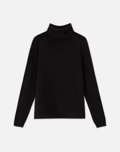 New Lafayette 148 New York Responsible Matte Crepe Turtleneck Sweater Black