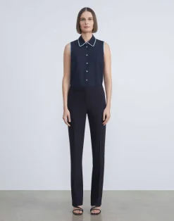 Lafayette 148 New York Responsible Wool Double Face Barrow Pant Black
