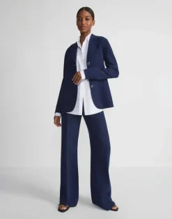 Discount Lafayette 148 New York Responsible Wool Nouveau Crepe Chore Jacket Midnight Blue