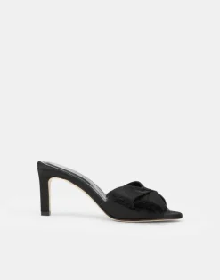 Outlet Lafayette 148 New York Satin Heeled Mule Black