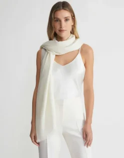 Outlet Lafayette 148 New York Sequin Wool Shawl Ivory