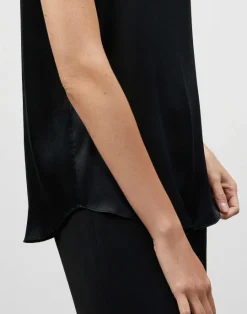 Discount Lafayette 148 New York Silk Charmeuse Reversible Perla Blouse Aerial Blue