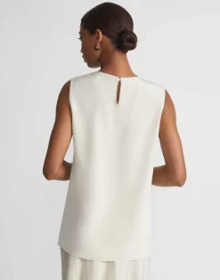 Lafayette 148 New York Silk Crepe De Chine Sleeveless Blouse Cloud