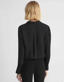 Clearance Lafayette 148 New York Silk Georgette Button Blouse Cloud