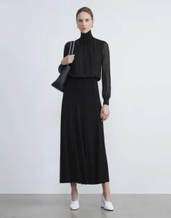 Best Lafayette 148 New York Silk Georgette Turtleneck Blouse Cloud