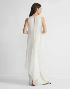 Outlet Lafayette 148 New York Silk Organza Overlay Tie Back Gown Cloud