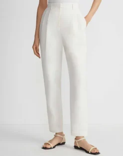 New Lafayette 148 New York Silk-Linen Macdougal Pant Alabaster