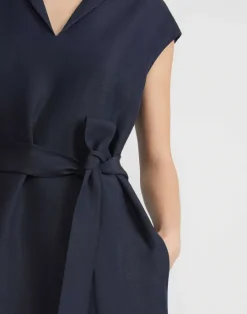 Best Lafayette 148 New York Silk-Linen Popover Shirtdress Ink